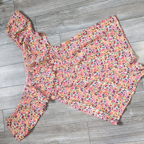Roxy Another Day Pink and Orange Off-Shoulder Floral Romper S - Picture 7 of 9
